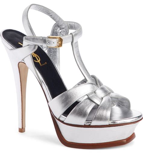 ysl tribute platform silver|saint laurent tribute platform sandals.